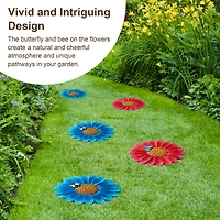 Glitzhome® 10" Cement Flower Textured Stepping Stones Set