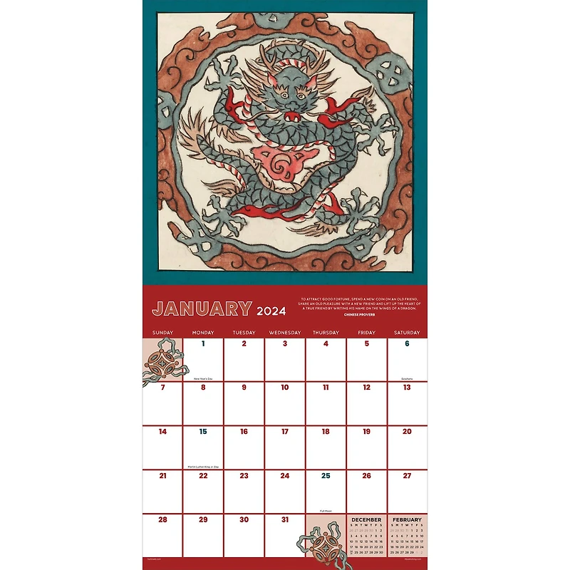 TF Publishing 2024 Year of the Dragon Wall Calendar
