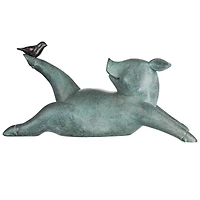 Hello Honey® 7.5" Gray Yoga Pig with Bird Decoration