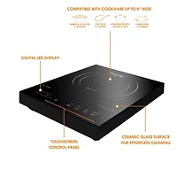 MegaChef Portable 1400W Single Induction Countertop Cooktop With Digital Control Panel