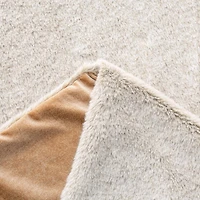 Glitzhome® 60" Milk Coffee Reversible Faux Rabbit Fur/Korean Fleece Christmas Tree Skirt