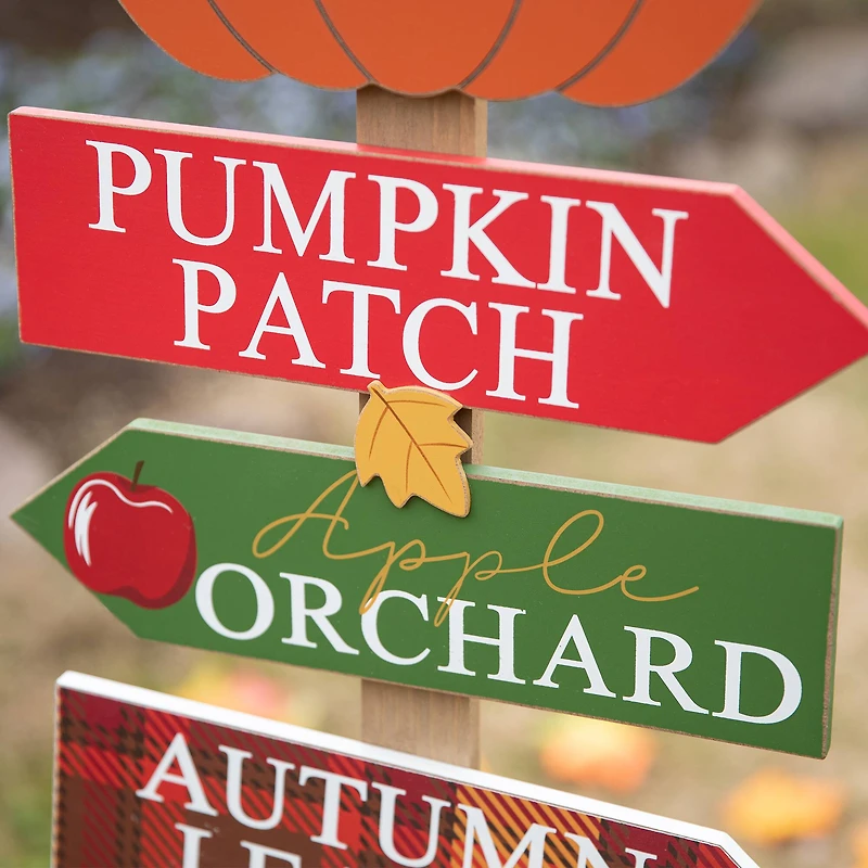 Glitzhome® 41.75" Fall Wooden Pumpkin Patch Yard Stake