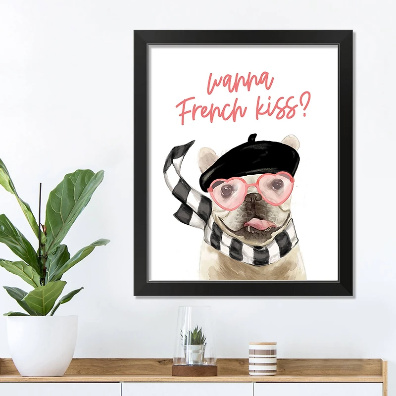 16" x 20" Wanna French Kiss Black Framed Print Wall Art