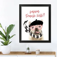 16" x 20" Wanna French Kiss Black Framed Print Wall Art