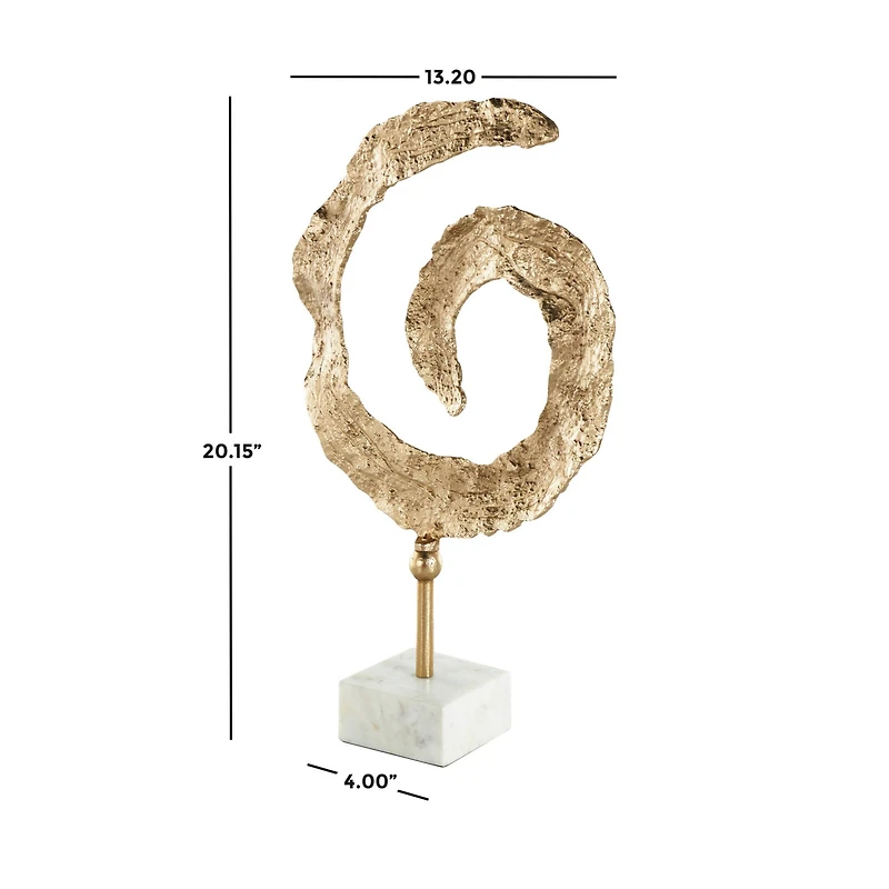 20" Gold Metal Abstract Spiral Sculpture