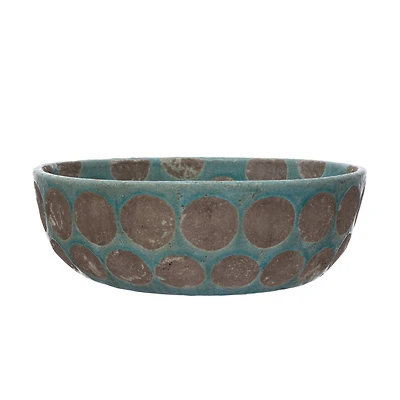 Hello Honey® 16" Decorative Terra-Cotta Bowl with Wax Relief Dots