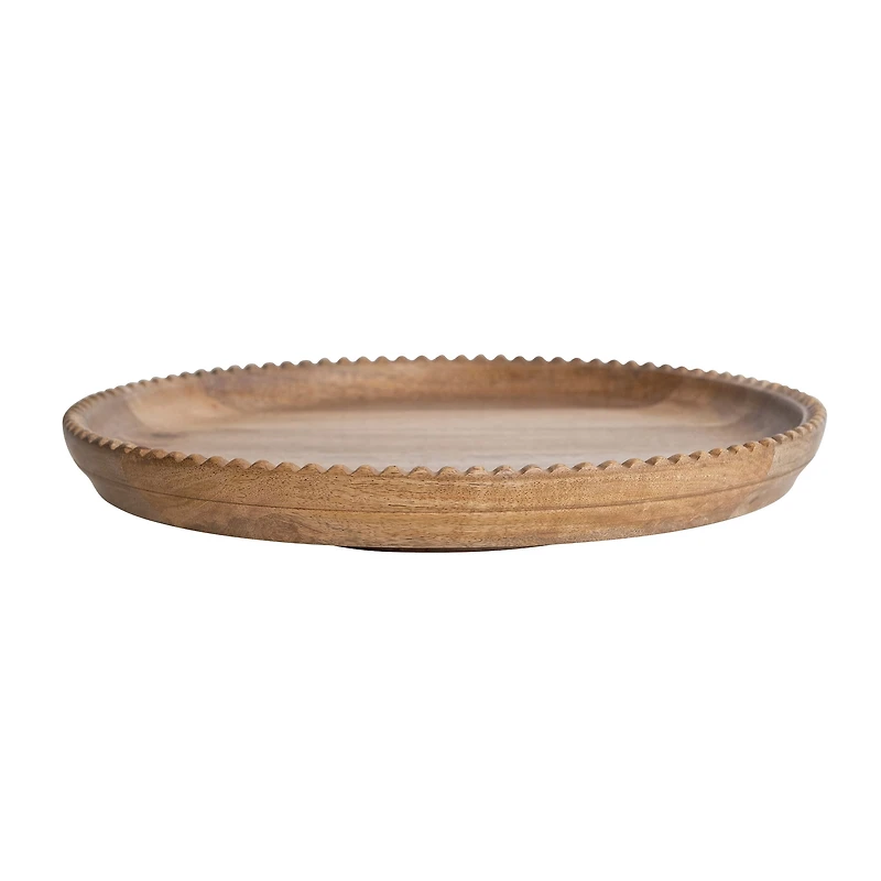Hello Honey® 15.5" Natural Wood Lazy Susan with Carved Scalloped Edge
