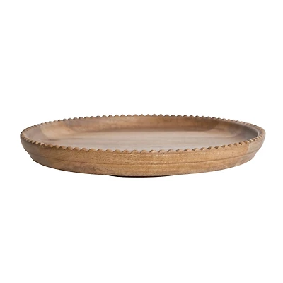 Hello Honey® 15.5" Natural Wood Lazy Susan with Carved Scalloped Edge