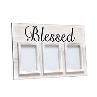 Elegant Designs Whitewash Blessed 3 Photo Collage 4" x 6" Picture Frame
