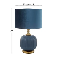 Blue Glass Transitional Table Lamp, 20" x 13" x 13"