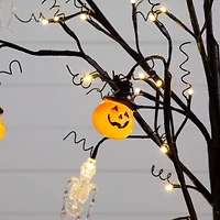 5ft. Pre-Lit Artificial Halloween Pumpkins and Skulls Ornament Tree with 72 Warm White LED Lights
