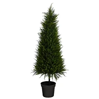 3.5ft. Pre-Lit Cypress Artificial Potted Christmas Tree, Warm LED Lights