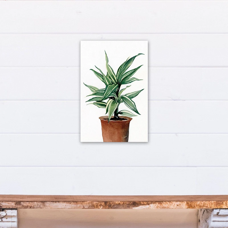 Leafy Green Potted Plant 11" x 14" Canvas Wall Art