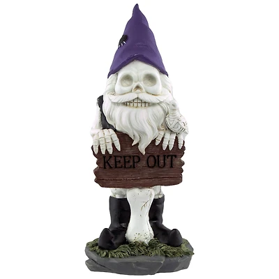 11.75" Gnome Skeleton "Keep Out" Halloween Decoration
