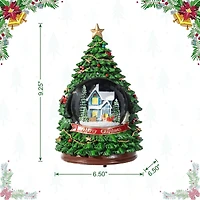 Glitzhome® 100mm Christmas Resin Lighted Musical Snowflakes Christmas Tree Waterglobe