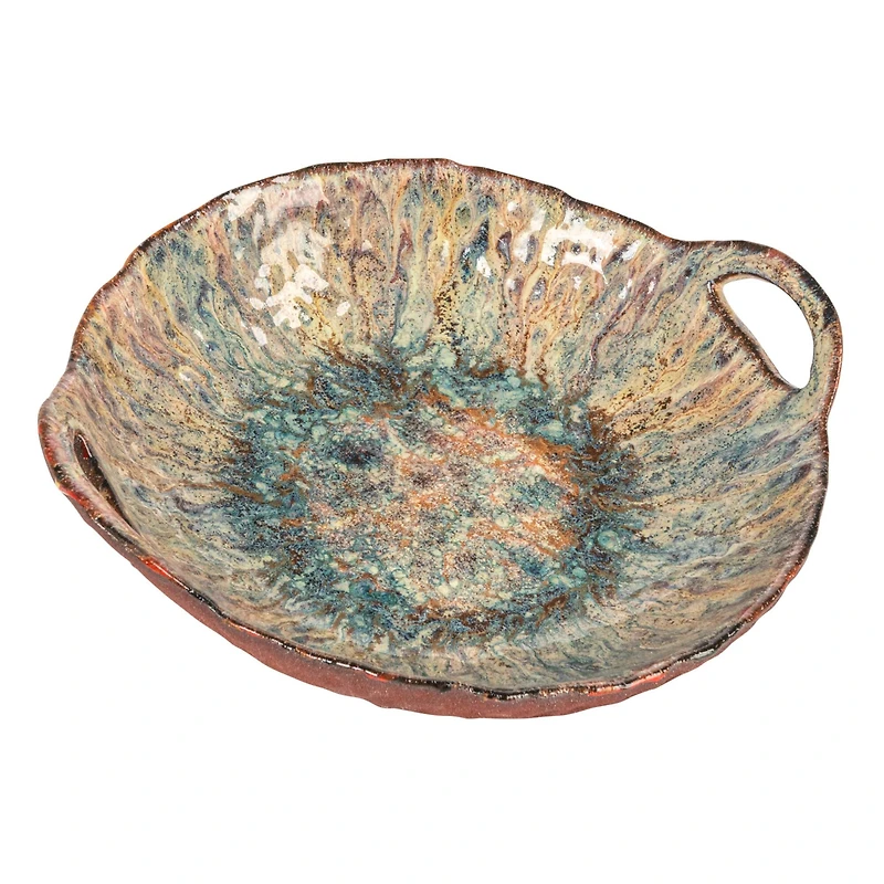 Hello Honey® 10.75" Multicolor Round Stoneware Bowl with Handles