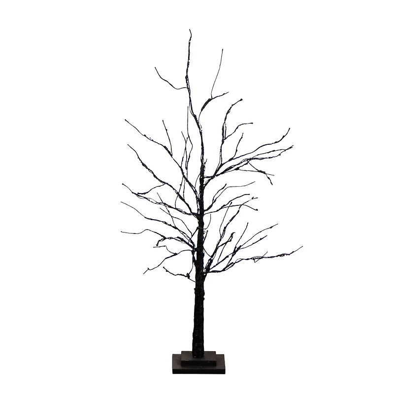 3ft. Pre-Lit Halloween Black Twig Artificial Tree with 80 Orange & Purple LED Lights