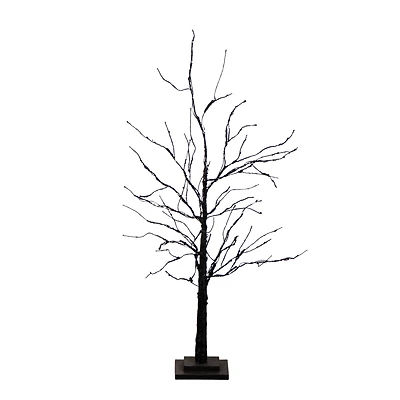 3ft. Pre-Lit Halloween Black Twig Artificial Tree with 80 Orange & Purple LED Lights
