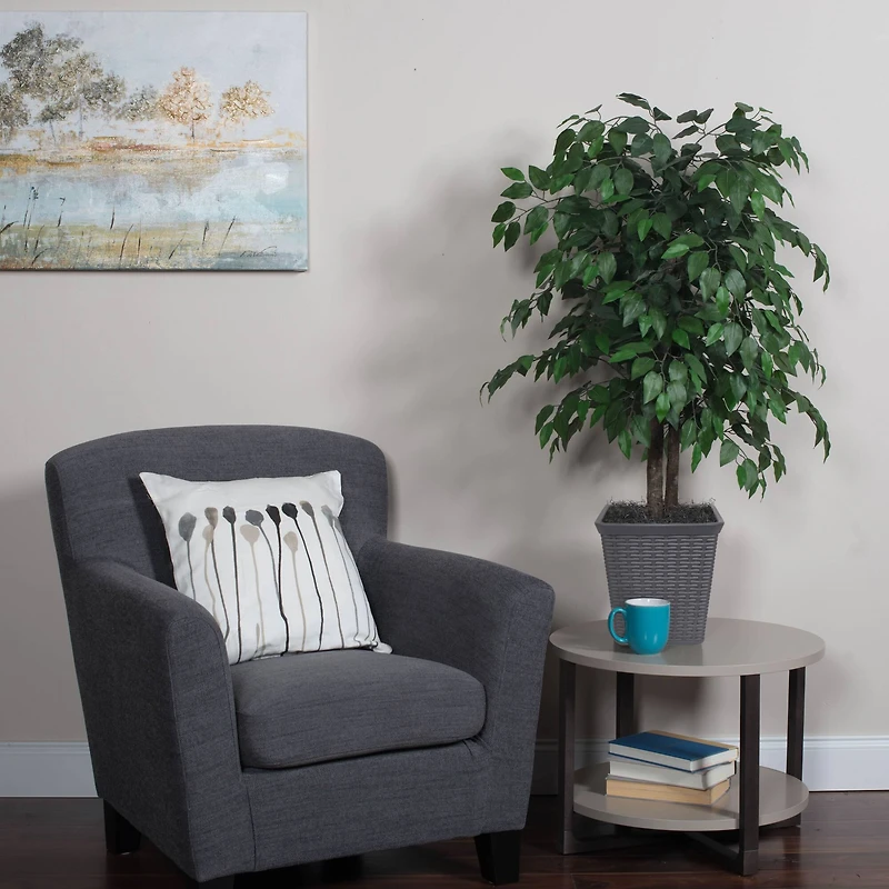 4ft. Artificial Ficus Bush with Black Plastic Pot