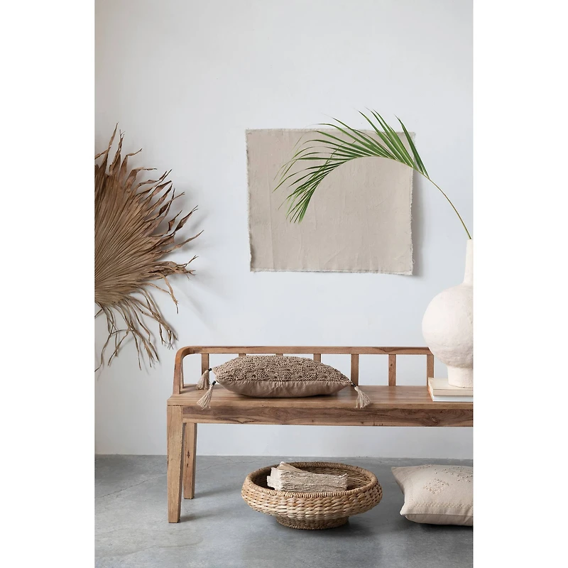 Hello Honey® Linen Embroidery & French Knots Woven Cotton Pillow