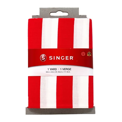 SINGER Patriotic Red & White Stripe Print Ringspun Cotton Fabric