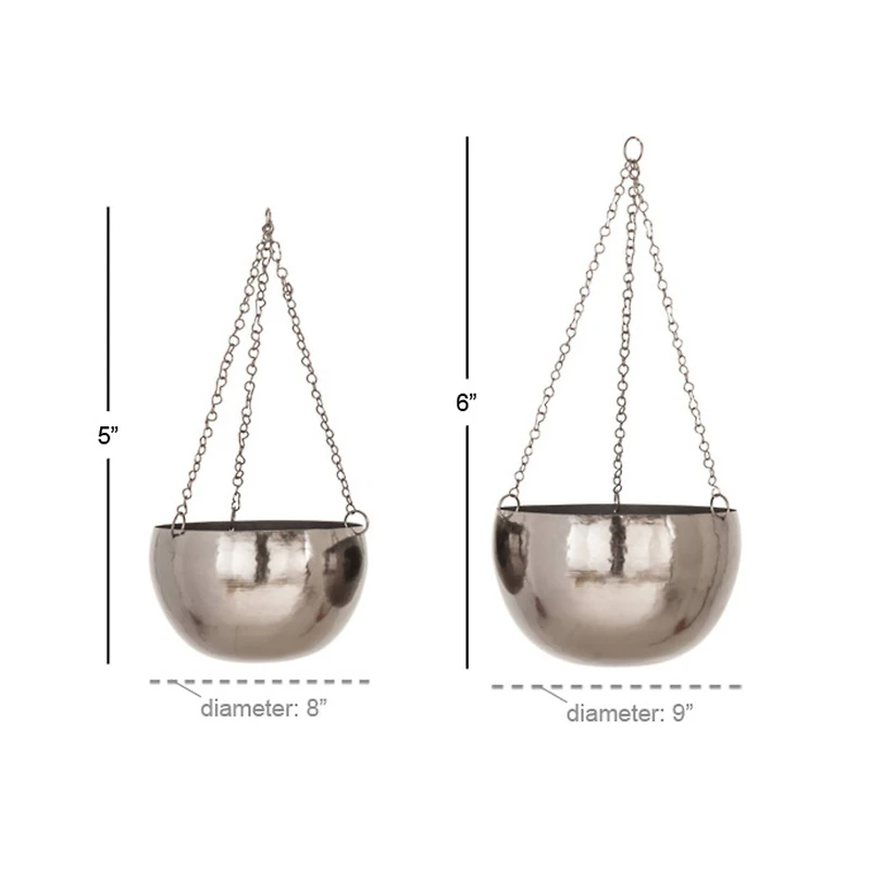 Black Metal Glam Hanging Planter Set