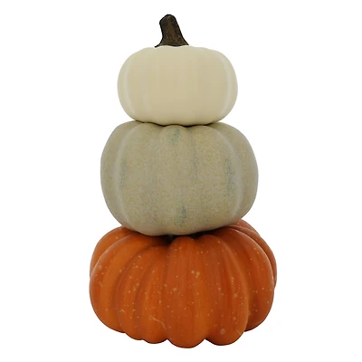 6.5" Cream, Green & Orange Decorative Pumpkin Stack by Ashland®