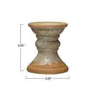 Hello Honey® Distressed Gray Coastal 2-Tone Terracotta Pillar Candle Holder