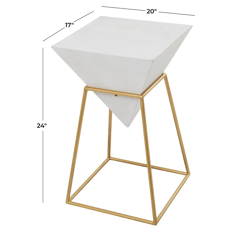 Gold Metal Modern Accent Table, 24" x 20" x 17"