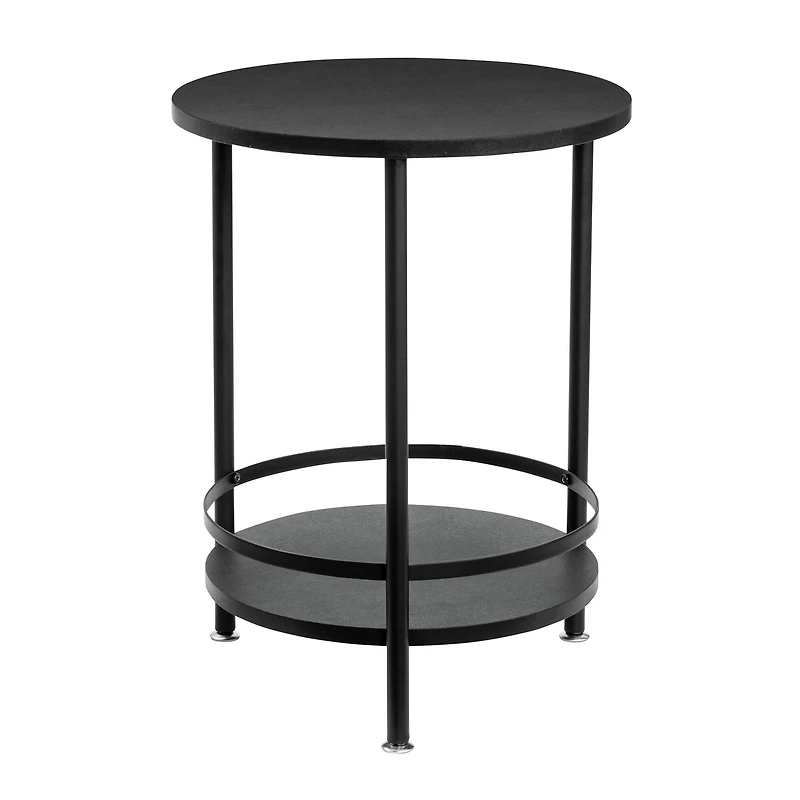 Honey Can Do Black 2-Tier Round Side Table