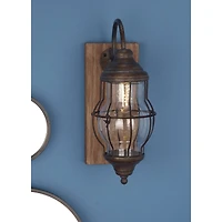 17" Brown Iron Industrial LED Wall Sconce
