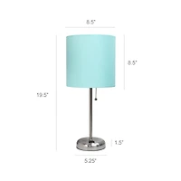 LimeLights 19.5" Brushed Steel Base Lamps with Charging Outlets