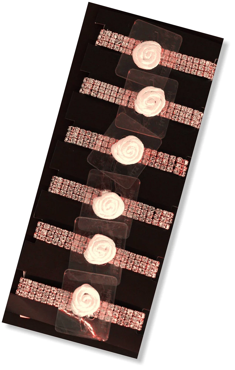 JAM Paper 3 Row Dazzle Princess Flower Rhinestone Bracelets