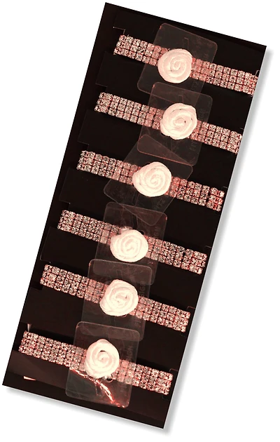 JAM Paper 3 Row Dazzle Princess Flower Rhinestone Bracelets