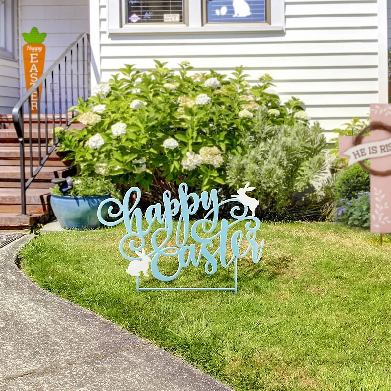 Glitzhome® 24" Metal "Happy Easter" Yard Stake