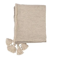 Hello Honey® Natural & Gray Patchwork Throw Blanket with Tassels