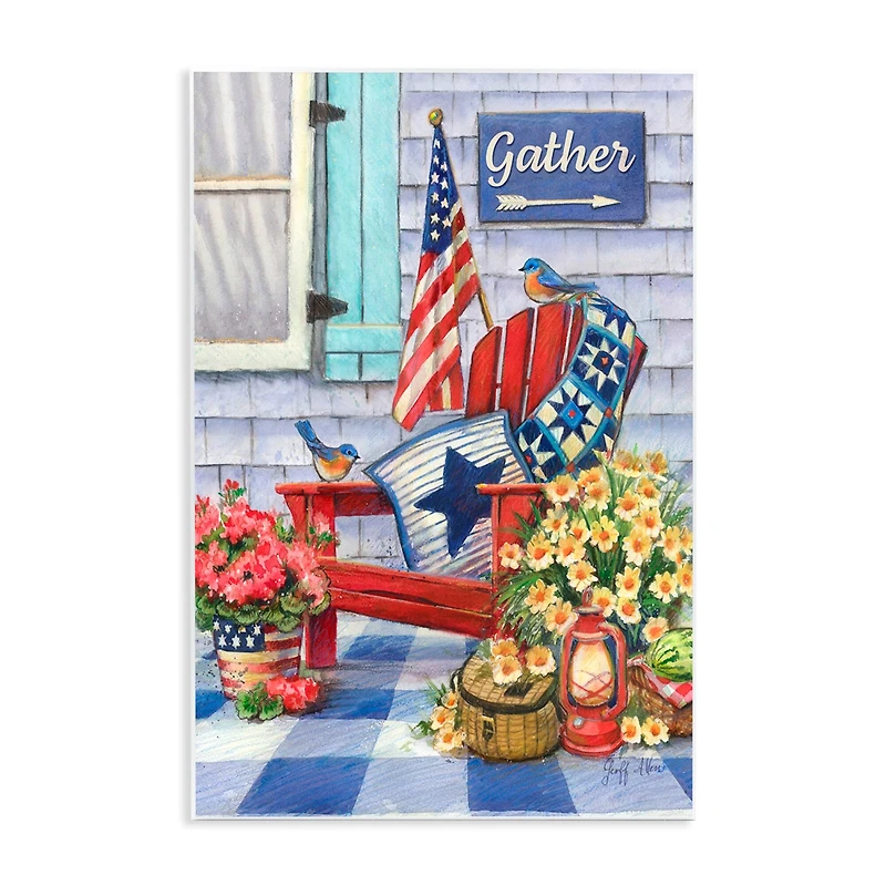 Stupell Industries Patriotic Porch View Wall Plaque Art