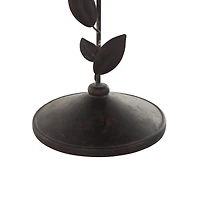 13.75" Black Bird Perching Decorative Sculpture with Leaf Vine & Copper Shading