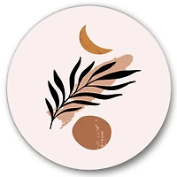 Designart - Abstact Minimal Sun, Moon & Tropical Palm Leaf I