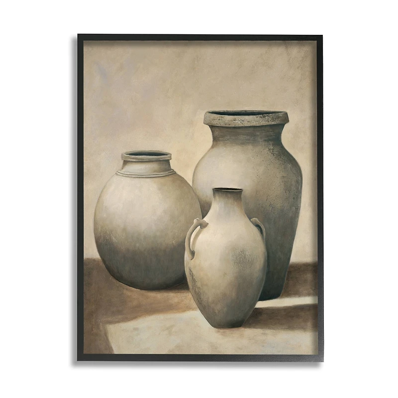Stupell Industries Clay Plant Pottery Jars Still Life Pencil Sketch Framed Giclee Art