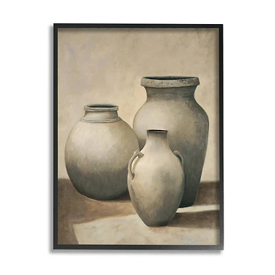 Stupell Industries Clay Plant Pottery Jars Still Life Pencil Sketch Framed Giclee Art