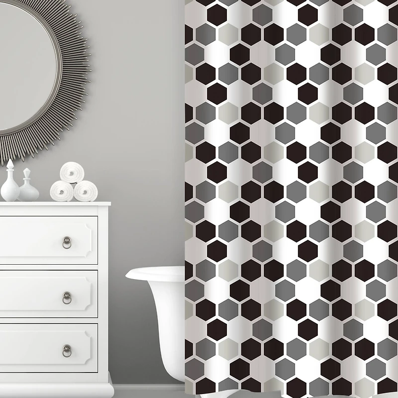 Bath Bliss Honey Comb Design Shower Curtain