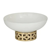 White Stoneware Glam Decorative Bowl, 7" x 11" x 11"