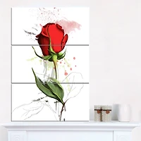 Designart - Red Rose Hand drawn