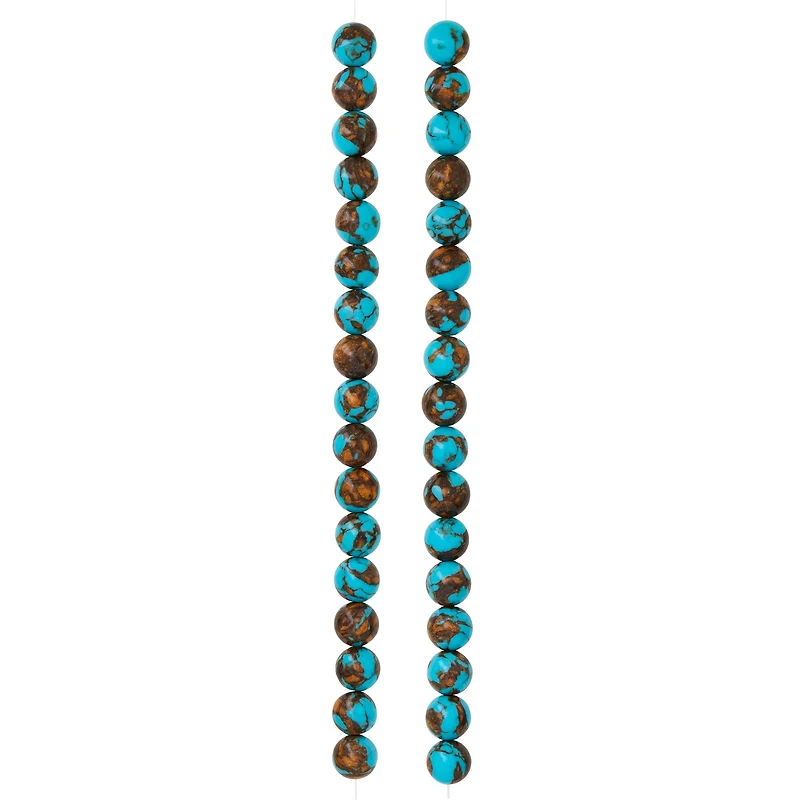 12 Pack: Turquoise Siderolite Round Beads, 8mm by Bead Landing™