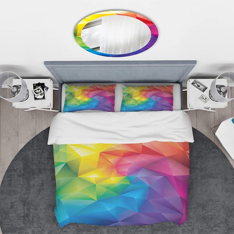 Designart 'Rainbow 3D Triangular Geometry' Modern & Contemporary Bedding Set