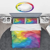 Designart 'Rainbow 3D Triangular Geometry' Modern & Contemporary Bedding Set