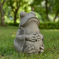 Glitzhome® 16.75" Faux Concrete Zen-Style Frog Garden Statue