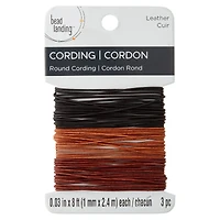 Ebony, Cedar and Mahogany Round Leather Cording By Bead Landing™