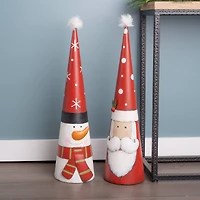 25" Metal Santa & Snowman Cone Set